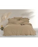 Pościel z falbanami 200x220 + 2x70x80 Stonewashed Akdeniz Beige Darymex