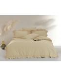 Pościel z falbanami 160x200 + 2x70x80 Stonewashed Akdeniz Cream Darymex