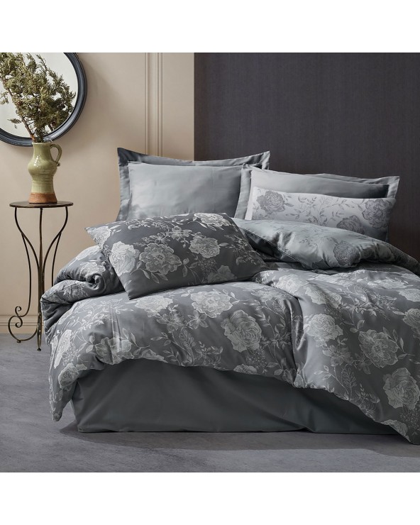 Pościel bawełna 160x200 + 2x70x80 Flory Grey Jaquard Darymex