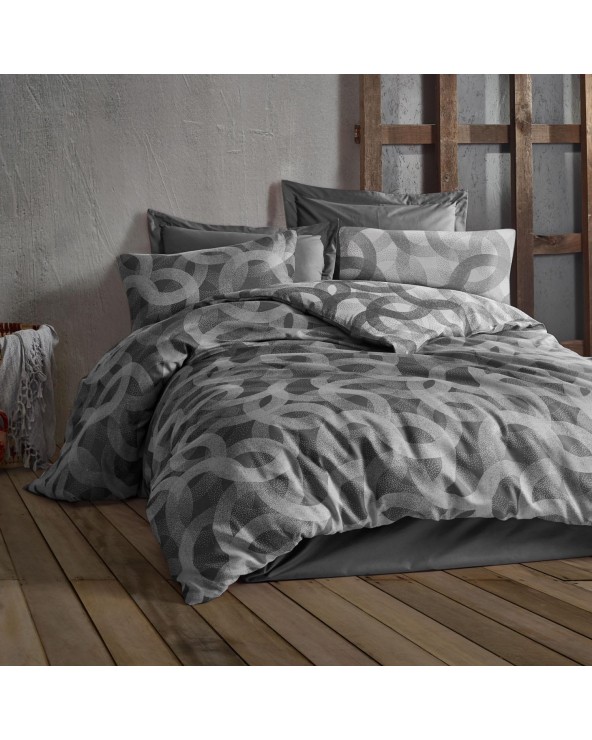 Pościel bawełna 160x200 + 2x70x80 Spoty Anthracite Jaquard Darymex