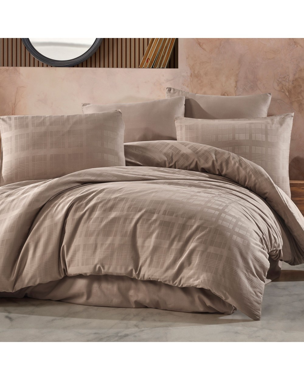 Pościel satyna bawełniana 160x200 + 2x70x80 Marsela Light Brown Exclusive Darymex