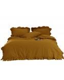 Ekskluzywna pościel bawełna 160x200 + 2x70x80 STONEWASHED Mustard Darymex