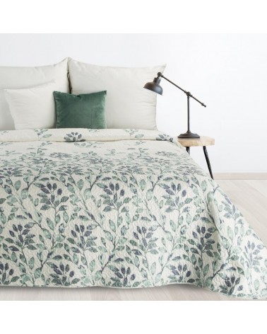 Narzuta mikrofibra 200x220 Clarissa biała/zielona Eurofirany