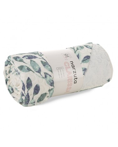 Narzuta mikrofibra 200x220 Clarissa biała/zielona Eurofirany