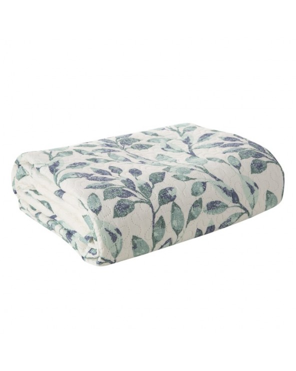 Narzuta mikrofibra 200x220 Clarissa biała/zielona Eurofirany