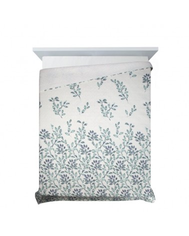 Narzuta mikrofibra 200x220 Clarissa biała/zielona Eurofirany