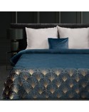 Narzuta velvet 170x210 Lotos 1 turkusowa/złota Eurofirany