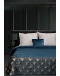 Narzuta velvet 170x210 Lotos 1 turkusowa/złota Eurofirany
