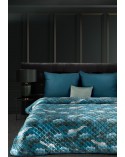 Narzuta velvet 170x210 Lotos 2 turkusowa/złota Eurofirany