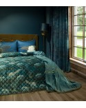 Narzuta velvet 170x210 Lotos 2 turkusowa/złota Eurofirany