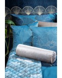 Narzuta velvet 170x210 Lotos 2 turkusowa/złota Eurofirany