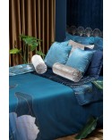 Narzuta velvet 170x210 Lotos 2 turkusowa/złota Eurofirany