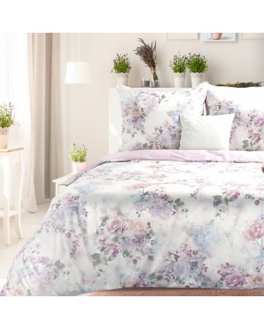Pościel polycotton 140x200 + 1x70x80 Lea 03 biała/różowa Eurofirany