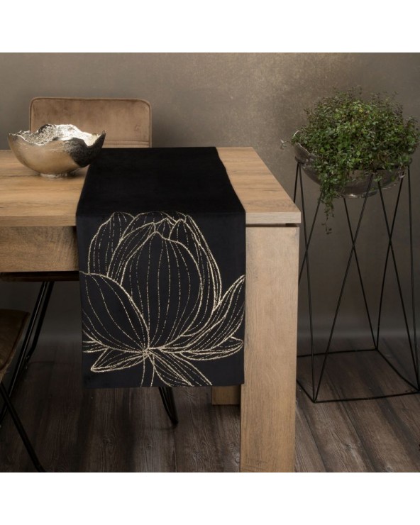 Bieżnik velvet 35x140 Blink 12 czarny Eurofirany