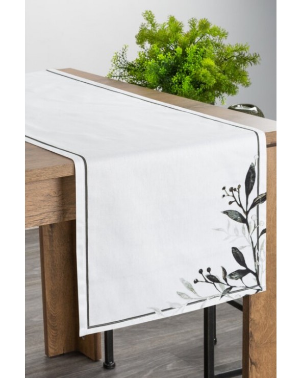 Bieżnik bawełniany 40x140 Natu 4 biały/zielony Eurofirany Bieżnik bawełniany 40x140 Natu 4 biały/zielony Eurofirany