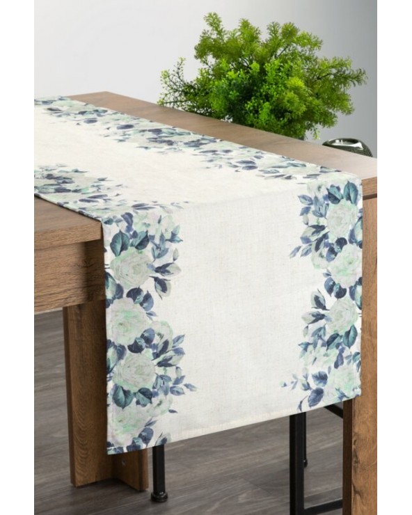 Bieżnik bawełniany 40x140 Natu 8 biały/zielony Eurofirany Bieżnik bawełniany 40x140 Natu 8 biały/zielony Eurofirany