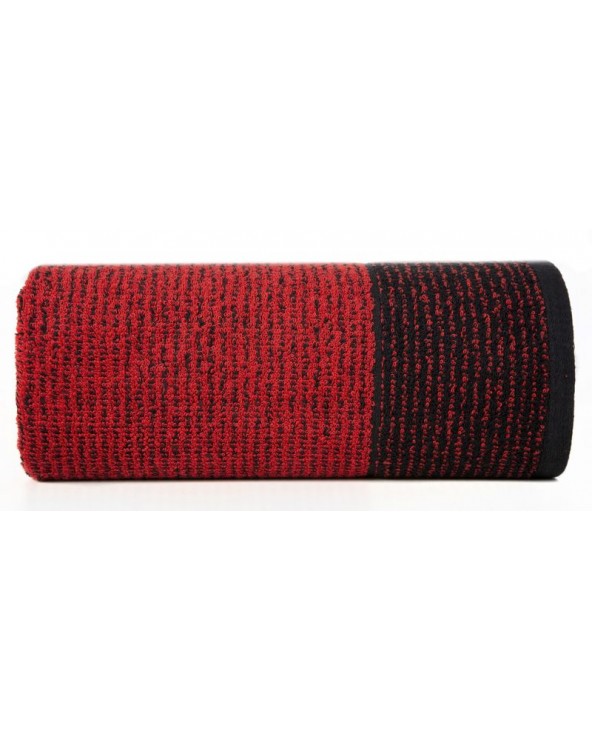 Ręcznik bawełna 70x140 Leon czarny/czerwony Eurofirany