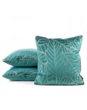 Poszewka velvet 45x45 Lili 1 turkusowa/beżowa Eurofirany 