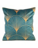 Poszewka velvet 45x45 Lotos 1 turkusowa/złota Eurofirany 