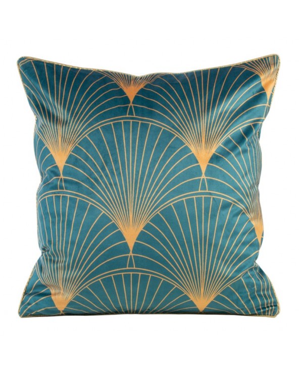 Poszewka velvet 45x45 Lotos 1 turkusowa/złota Eurofirany 