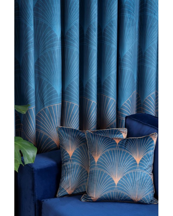 Poszewka velvet 45x45 Lotos 1 turkusowa/złota Eurofirany 