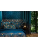 Poszewka velvet 45x45 Lotos 1 turkusowa/złota Eurofirany 