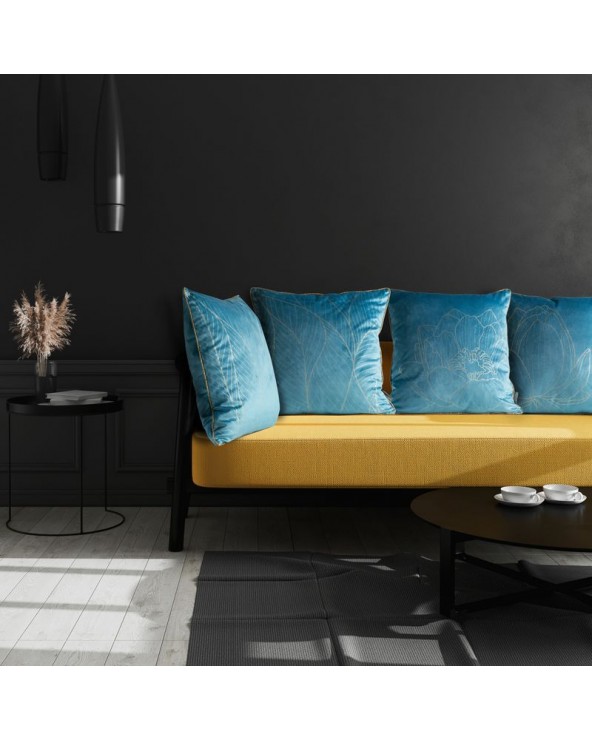 Poszewka velvet 45x45 Lotos 1 turkusowa/złota Eurofirany 