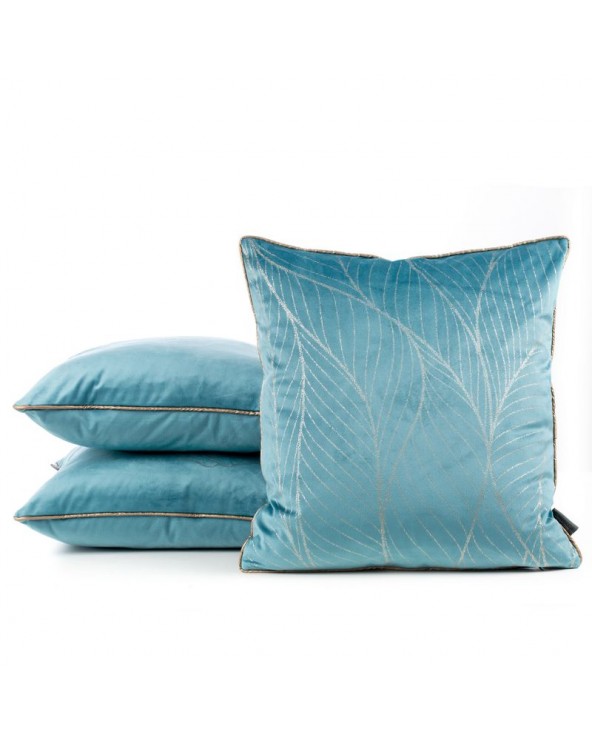 Poszewka velvet 45x45 Lotos 4 turkusowa/złota Eurofirany 