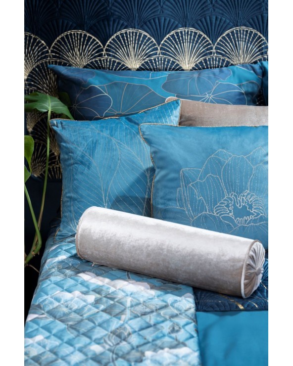 Poszewka velvet 45x45 Lotos 4 turkusowa/złota Eurofirany 