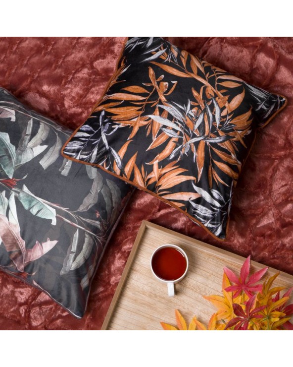 Poszewka velvet 40x40 Zoja czarna/ruda Eurofirany