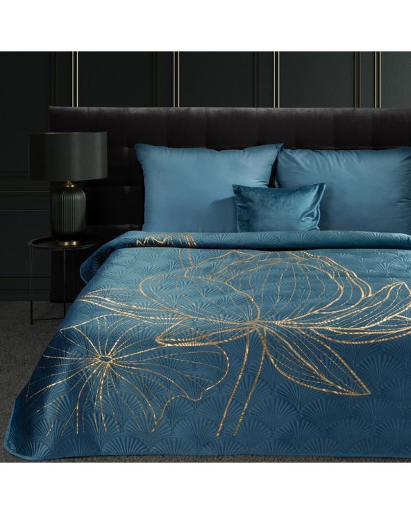 Narzuta velvet 220x240 Lotos 7 granatowa/złota Eurofirany 