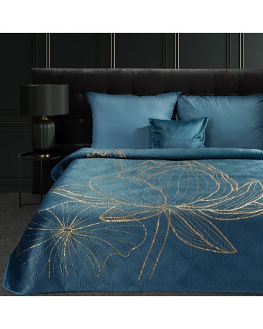Narzuta velvet 220x240 Lotos 7 granatowa/złota Eurofirany 