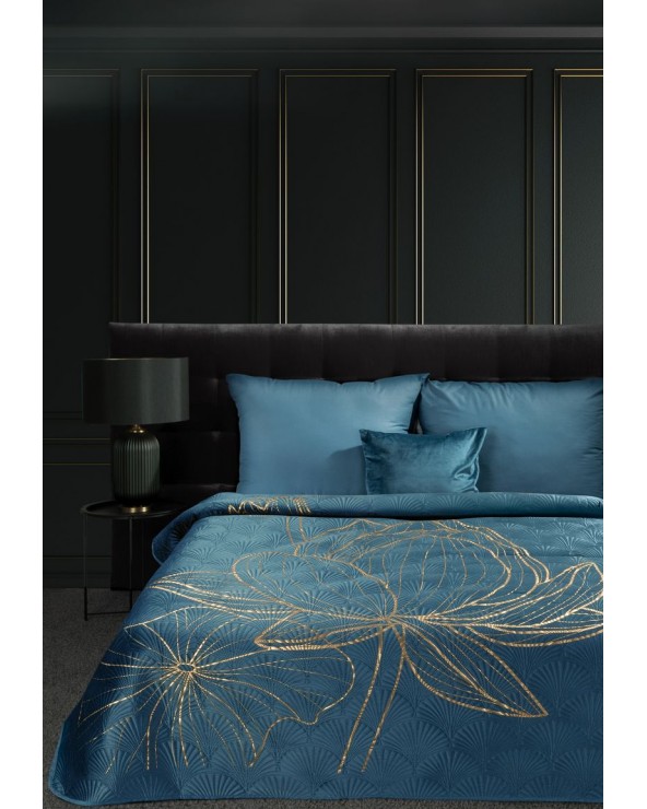 Narzuta velvet 220x240 Lotos 7 granatowa/złota Eurofirany 