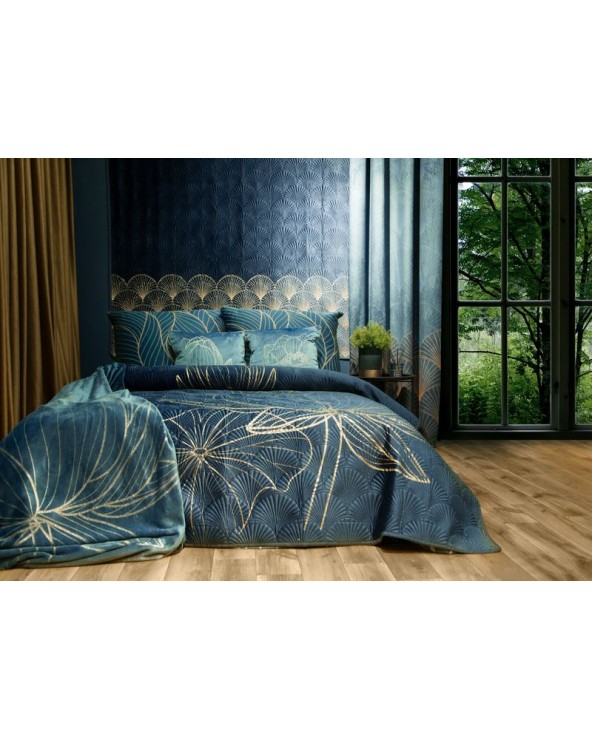 Narzuta velvet 220x240 Lotos 7 granatowa/złota Eurofirany 