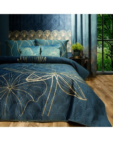 Narzuta velvet 220x240 Lotos 7 granatowa/złota Eurofirany 