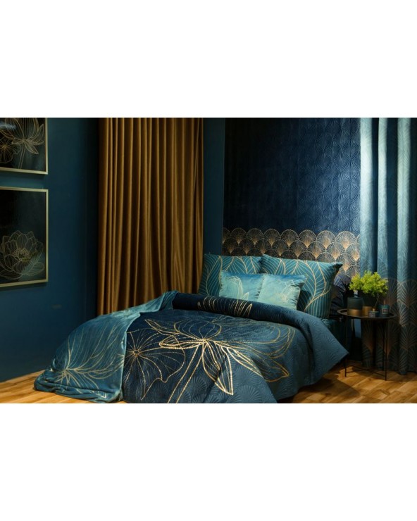 Narzuta velvet 220x240 Lotos 7 granatowa/złota Eurofirany 