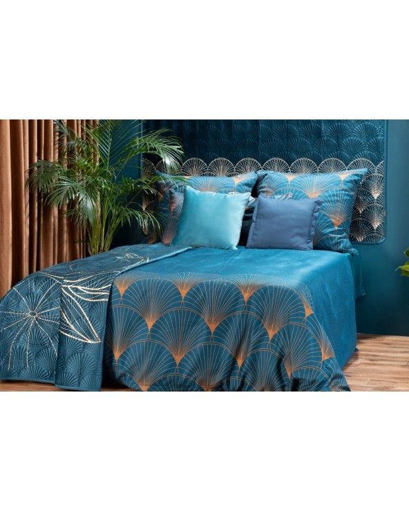 Narzuta velvet 220x240 Lotos 7 granatowa/złota Eurofirany 