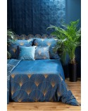 Narzuta velvet 220x240 Lotos 7 granatowa/złota Eurofirany 