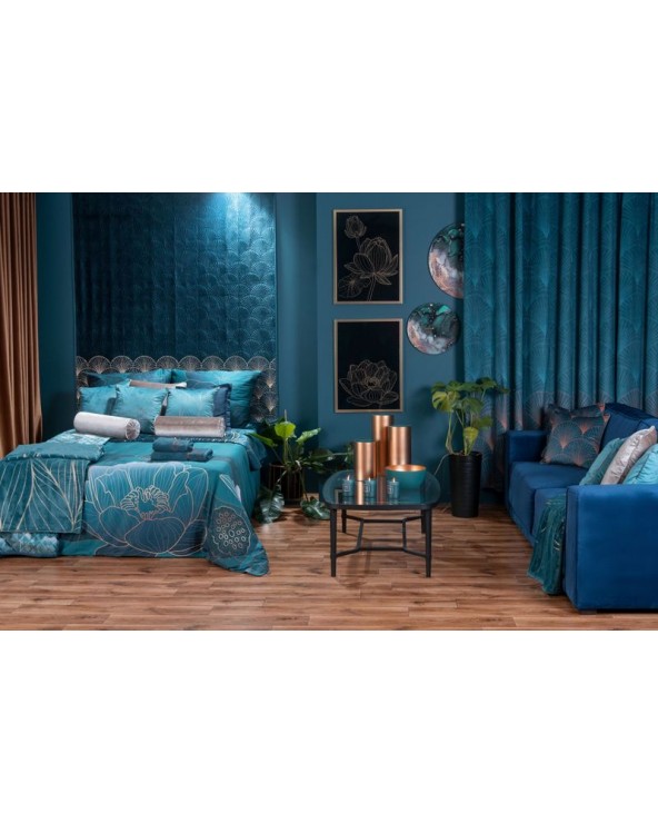 Narzuta velvet 220x240 Lotos 7 granatowa/złota Eurofirany 