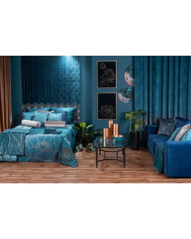 Narzuta velvet 220x240 Lotos 7 granatowa/złota Eurofirany 