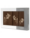 Ręcznik bawełna 30x50 + 50x90 + 70x140 kpl 3 szt Biloba brązowy/beżowy Eurofirany 