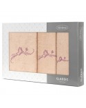 Ręcznik bawełna 30x50 + 50x90 + 70x140 kpl 3 szt Fairy pudrowy/liliowy Eurofirany 