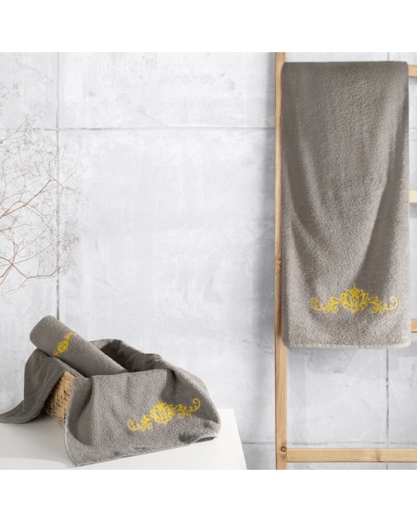 Ręcznik bawełna 30x50 + 50x90 + 70x140 kpl 3 szt Liliana kremowy/grafitowy Eurofirany 