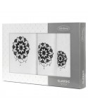 Ręcznik bawełna 30x50 + 50x90 + 70x140 kpl 3 szt Lotus biaały/czarny Eurofirany 