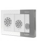 Ręcznik bawełna 30x50 + 50x90 + 70x140 kpl 3 szt Lotus biaały/grafitowy Eurofirany 