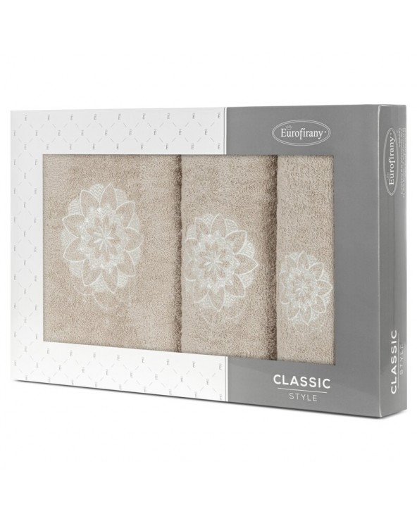 Ręcznik bawełna 30x50 + 50x90 + 70x140 kpl 3 szt Lotus beżowy/kremowy Eurofirany Ręcznik bawełna 30x50 + 50x90 + 70x140 kpl 3 szt Lotus beżowy/kremowy Eurofirany