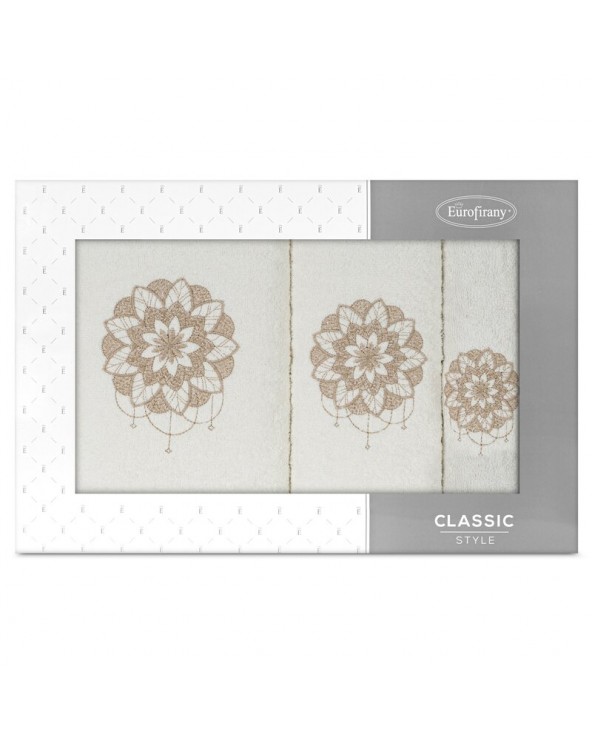 Ręcznik bawełna 30x50 + 50x90 + 70x140 kpl 3 szt Lotus kremowy/beżowy Eurofirany Ręcznik bawełna 30x50 + 50x90 + 70x140 kpl 3 szt Lotus kremowy/beżowy Eurofirany
