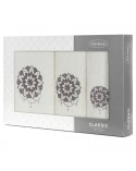 Ręcznik bawełna 30x50 + 50x90 + 70x140 kpl 3 szt Lotus kremowy/grrafitowy Eurofirany 