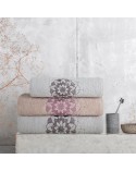 Ręcznik bawełna 30x50 + 50x90 + 70x140 kpl 3 szt Lotus kremowy/grrafitowy Eurofirany 