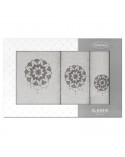 Ręcznik bawełna 30x50 + 50x90 + 70x140 kpl 3 szt Lotus srebrny/grafitowy Eurofirany 